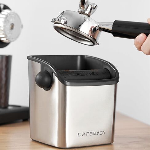 CAFEMASY Espresso Grounds Knock Box Mini Durable Stainless Steel Coffee Grind Knock Box with Removable Knock Bar and Non-slip Base in Kuwait