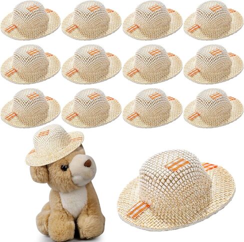 Soulchen 12 Pcs Mini Straw Hat for Craft Fall Brown Miniature Burlap Mini Scarecrow Hats for Crafts Floral Arranging, Centerpieces, Autumn Fall DIY Decor, 2.5 x 1 Inches in Saudi Arabia