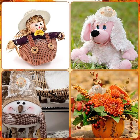 Soulchen 12 Pcs Mini Straw Hat for Craft Fall Brown Miniature Burlap Mini Scarecrow Hats for Crafts Floral Arranging, Centerpieces, Autumn Fall DIY Decor, 2.5 x 1 Inches in Saudi Arabia