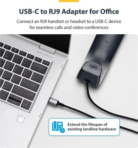 StarTech.com USB-C to RJ9 Adapter for Office Phone Handset or Wired/Wireless Headset, Use Landline Hardware, 6ft (1.8m) Cable in Saudi Arabia