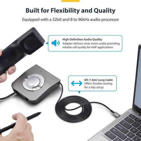 StarTech.com USB-C to RJ9 Adapter for Office Phone Handset or Wired/Wireless Headset, Use Landline Hardware, 6ft (1.8m) Cable in Saudi Arabia