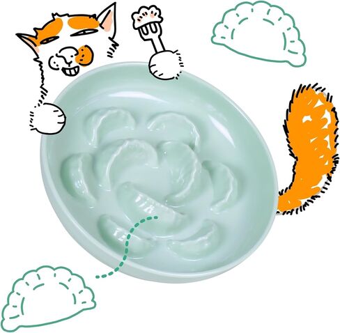 Slow Feeder Bowl for Cats and Small Dogs - Set of 3 Melamine Puzzle Cat Dish for Wet & Dry Food- Whisker Friendly & Dishwasher Safe & Non Slip Design (Pink +Blue + Green, 6.3" W × 1.2" H in Saudi Arabia