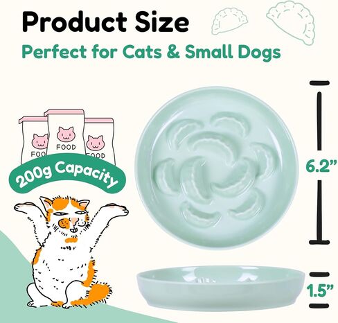 Slow Feeder Bowl for Cats and Small Dogs - Set of 3 Melamine Puzzle Cat Dish for Wet & Dry Food- Whisker Friendly & Dishwasher Safe & Non Slip Design (Pink +Blue + Green, 6.3" W × 1.2" H in Saudi Arabia