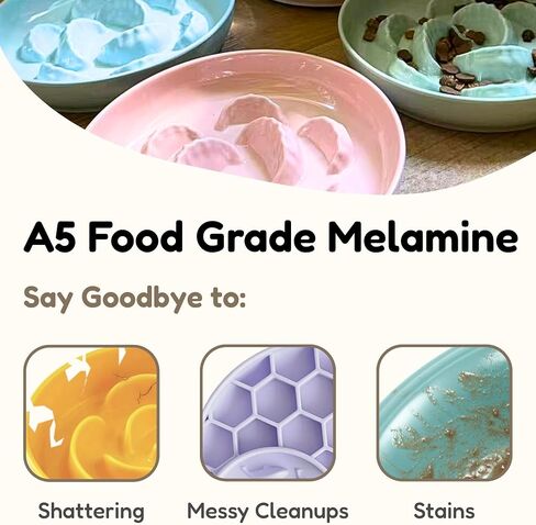 Slow Feeder Bowl for Cats and Small Dogs - Set of 3 Melamine Puzzle Cat Dish for Wet & Dry Food- Whisker Friendly & Dishwasher Safe & Non Slip Design (Pink +Blue + Green, 6.3" W × 1.2" H in Saudi Arabia