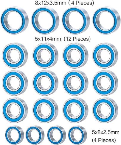 متوافق مع tamiya ل TT-01 TT01D TT01E TT02B TT01 للهيكل 1/10 ترقية سيارة RC أجزاء 20pcs المطاط محمل مجموعة الأجزاء RC RC in Saudi Arabia