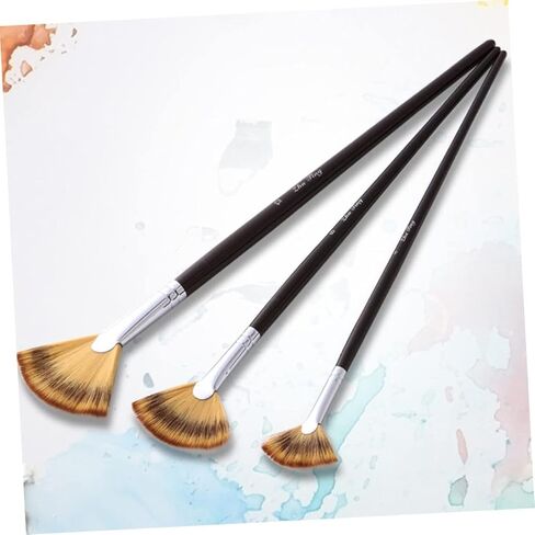 3pcs شعر مروحة مشجعية لأقلام ألوان مائية متعددة الاستخدامات للرسوم الزيتية على الجدران المحمولة ذات الوزن الخفيف للمبتدئين والمهنيين in Kuwait