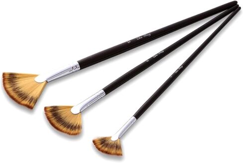 3pcs شعر مروحة مشجعية لأقلام ألوان مائية متعددة الاستخدامات للرسوم الزيتية على الجدران المحمولة ذات الوزن الخفيف للمبتدئين والمهنيين in Kuwait