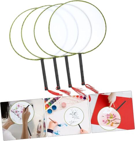 4pcs DIY Handmade Painting Fan Blank Boy Girl's Drawing Art Painting Toy for Boys and Girls in Kuwait