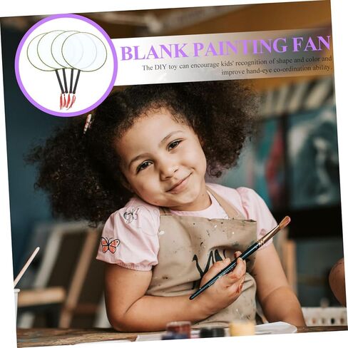 4pcs DIY Handmade Painting Fan Blank Boy Girl's Drawing Art Painting Toy for Boys and Girls in Kuwait