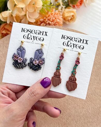 Roseaux 12pcs قواطع الطين البوليمر في الهالوين المحددة للأقراط - الساحرة ، القطط ، المرجل ، الماس ، القلب ، القبعة والمزيد in Saudi Arabia