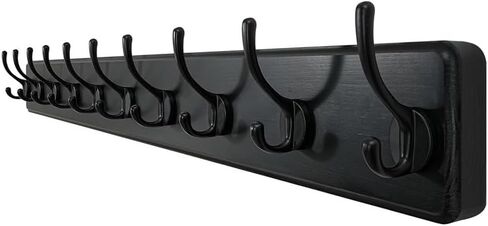 Wall Mounted Coat Hook Coat Rack Wall Mounted with 10 Hooks Long Coat Hooks Wood Coat Hanger Wall Decorative Hat Rack(White) in Saudi Arabia