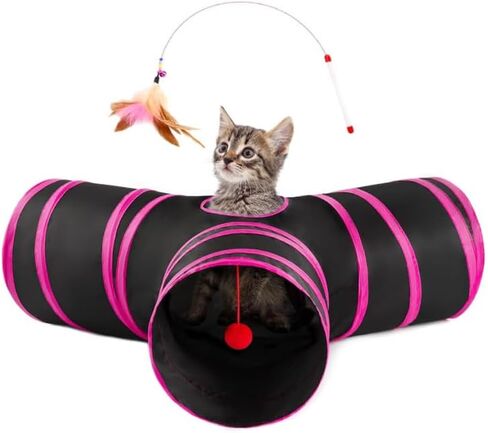 ألعاب أنبوب أنبوب أنبوب قطط Pet Cat 3 طريقة قابلة للطي ، والأنفاق للقطط الداخلية ， Kitty Bored Peek Hole Toy Ball Cat ، جرو ، كيتي ، هريرة ، أرنب in Kuwait