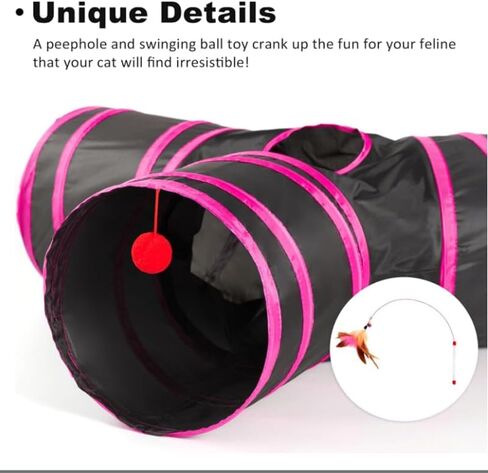 ألعاب أنبوب أنبوب أنبوب قطط Pet Cat 3 طريقة قابلة للطي ، والأنفاق للقطط الداخلية ， Kitty Bored Peek Hole Toy Ball Cat ، جرو ، كيتي ، هريرة ، أرنب in Kuwait