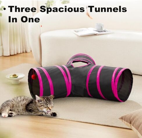 ألعاب أنبوب أنبوب أنبوب قطط Pet Cat 3 طريقة قابلة للطي ، والأنفاق للقطط الداخلية ， Kitty Bored Peek Hole Toy Ball Cat ، جرو ، كيتي ، هريرة ، أرنب in Kuwait