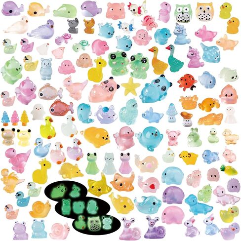 130 PCS Glow-in-the-dark حيوانات راتنجات صغيرة مضيئة التماثيل الحيوانية المصغرة حيوانات صغيرة لإخفاء شخصيات صغيرة صغيرة للحيوان in Kuwait