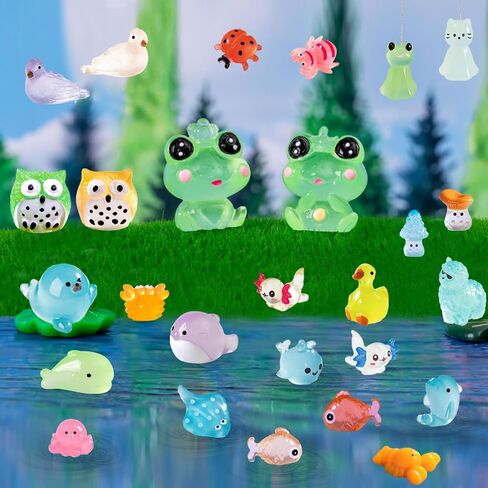 130 PCS Glow-in-the-dark حيوانات راتنجات صغيرة مضيئة التماثيل الحيوانية المصغرة حيوانات صغيرة لإخفاء شخصيات صغيرة صغيرة للحيوان in Kuwait