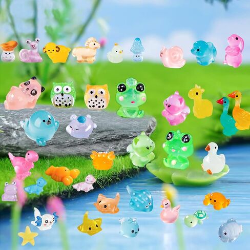 130 PCS Glow-in-the-dark حيوانات راتنجات صغيرة مضيئة التماثيل الحيوانية المصغرة حيوانات صغيرة لإخفاء شخصيات صغيرة صغيرة للحيوان in Kuwait