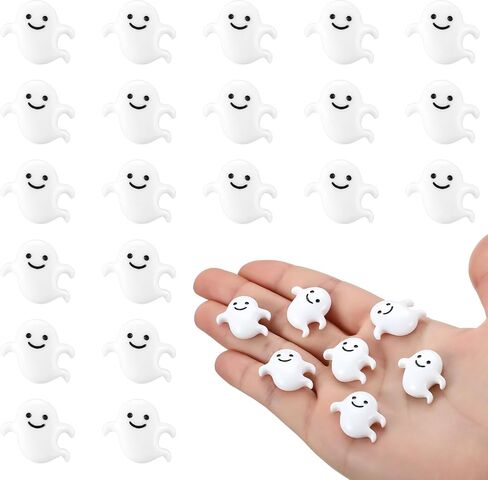 Giegxin 60 Pcs Halloween Miniatures Ghost Charms Flatback Mini Ghost Decoration Small Artificial Halloween DIY Craft for Party Dollhouse Hair Clips Vase Fillers Accessories(White,1.1inch) in Kuwait