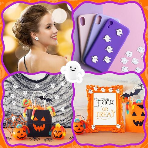 Giegxin 60 Pcs Halloween Miniatures Ghost Charms Flatback Mini Ghost Decoration Small Artificial Halloween DIY Craft for Party Dollhouse Hair Clips Vase Fillers Accessories(White,1.1inch) in Kuwait