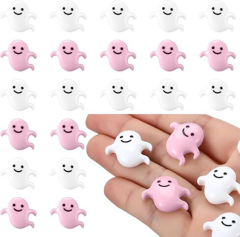 Giegxin 60 Pcs Halloween Miniatures Ghost Charms Flatback Mini Ghost Decoration Small Artificial Halloween DIY Craft for Party Dollhouse Hair Clips Vase Fillers Accessories(White,1.1inch) in Saudi Arabia