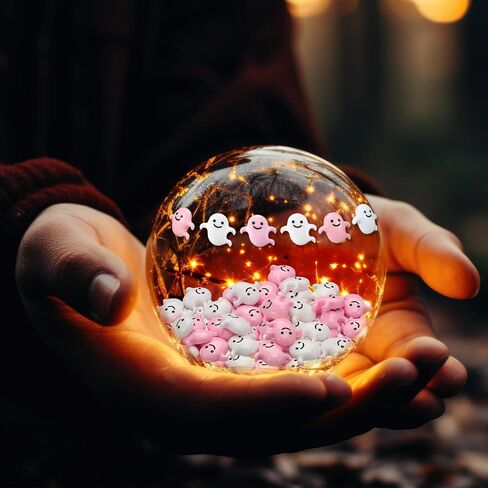 Giegxin 60 Pcs Halloween Miniatures Ghost Charms Flatback Mini Ghost Decoration Small Artificial Halloween DIY Craft for Party Dollhouse Hair Clips Vase Fillers Accessories(White,1.1inch) in Saudi Arabia