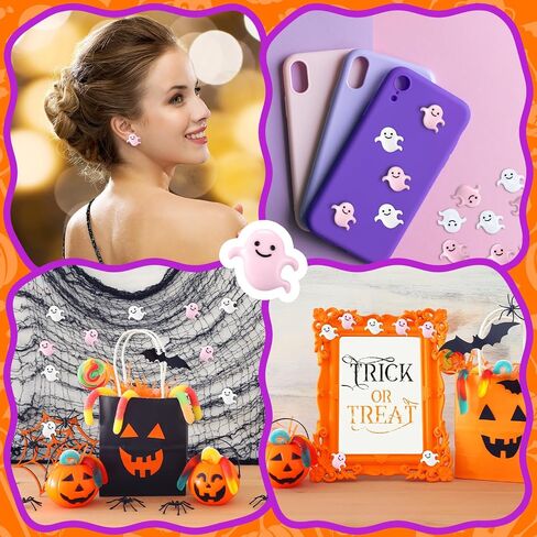 Giegxin 60 Pcs Halloween Miniatures Ghost Charms Flatback Mini Ghost Decoration Small Artificial Halloween DIY Craft for Party Dollhouse Hair Clips Vase Fillers Accessories(White,1.1inch) in Saudi Arabia
