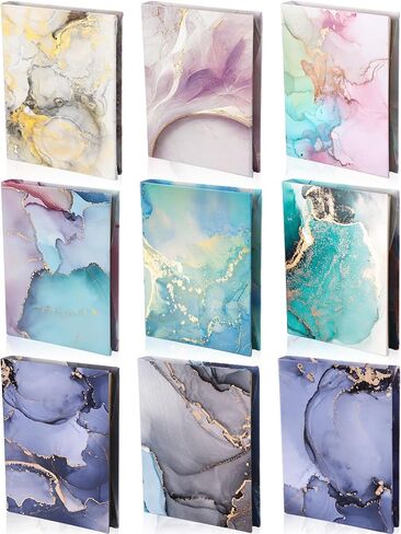 Teling 9 Pack Stretchable Jumbo Fabric Book Covers, 6 x 9 Inch, Colorful Durable Washable Reusable Nylon Protective Covers for School Textbooks Hardcover Paperback Books (Marble) in Saudi Arabia