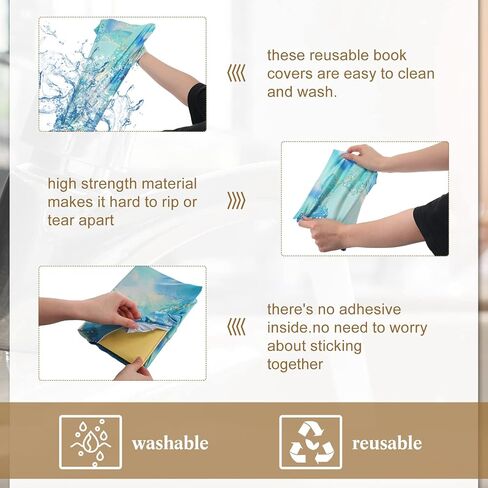 Teling 9 Pack Stretchable Jumbo Fabric Book Covers, 6 x 9 Inch, Colorful Durable Washable Reusable Nylon Protective Covers for School Textbooks Hardcover Paperback Books (Marble) in Saudi Arabia