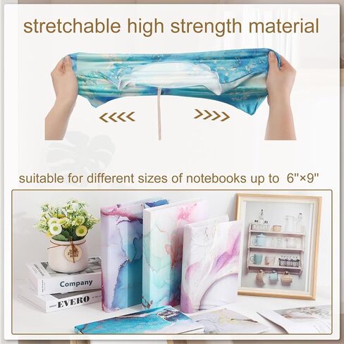 Teling 9 Pack Stretchable Jumbo Fabric Book Covers, 6 x 9 Inch, Colorful Durable Washable Reusable Nylon Protective Covers for School Textbooks Hardcover Paperback Books (Marble) in Saudi Arabia