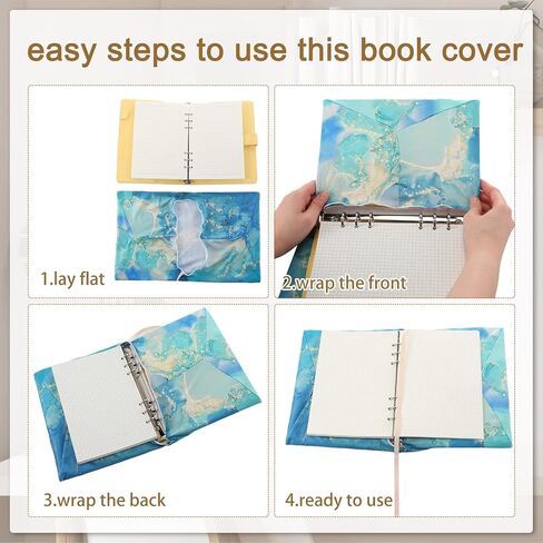 Teling 9 Pack Stretchable Jumbo Fabric Book Covers, 6 x 9 Inch, Colorful Durable Washable Reusable Nylon Protective Covers for School Textbooks Hardcover Paperback Books (Marble) in Saudi Arabia