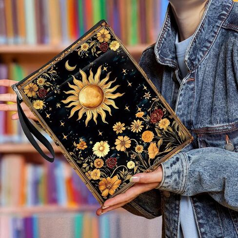 غلاف كتاب Mystic Sun and Moon Tarot ، غلاف كتاب مقاوم للماء مع حقيبة كتاب زهور الجيب الأمامي المقرب لعشاق الكتب ، عيد الميلاد ، عيد ميلاد ، هدايا التخرج (Flower & Moon ، كبير) in Kuwait