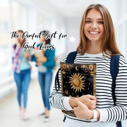 غلاف كتاب Mystic Sun and Moon Tarot ، غلاف كتاب مقاوم للماء مع حقيبة كتاب زهور الجيب الأمامي المقرب لعشاق الكتب ، عيد الميلاد ، عيد ميلاد ، هدايا التخرج (Flower & Moon ، كبير) in Kuwait