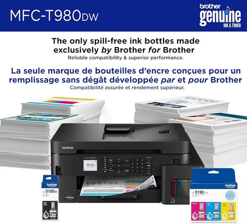 Brother INKvestment Tank 980 Wireless and Ethernet Color Inkjet All-in-One Printer with Multipurpose Tray | Includes up to 3 Years of Ink in-Box(1) and 3-Year Limited Warranty(2) (MFC-T980DW) in Saudi Arabia