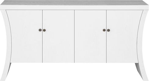 credenza الصناعي المكرر 4 أبواب مع أرجل قوس أنيقة ومقاطع برونزية ، تصميم تخزين متعدد الاستخدامات ، أبيض in Saudi Arabia