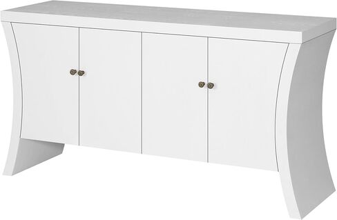 credenza الصناعي المكرر 4 أبواب مع أرجل قوس أنيقة ومقاطع برونزية ، تصميم تخزين متعدد الاستخدامات ، أبيض in Saudi Arabia