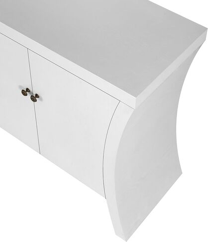 credenza الصناعي المكرر 4 أبواب مع أرجل قوس أنيقة ومقاطع برونزية ، تصميم تخزين متعدد الاستخدامات ، أبيض in Saudi Arabia