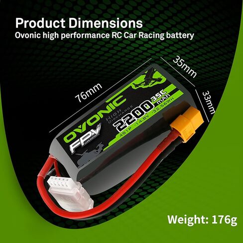 Ovonic 4S Lipo Battery 35C 2200mAh 14.8V Lipo بطارية Lipo مع موصل XT60 للطائرة RC Quadcopter Helicopter FPV Drone in Kuwait