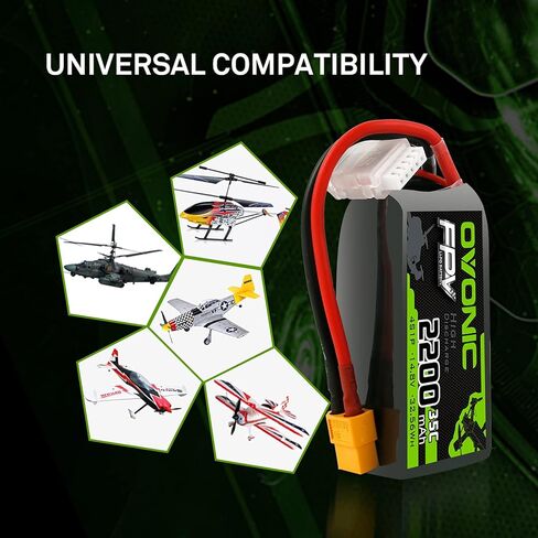 Ovonic 4S Lipo Battery 35C 2200mAh 14.8V Lipo بطارية Lipo مع موصل XT60 للطائرة RC Quadcopter Helicopter FPV Drone in Kuwait