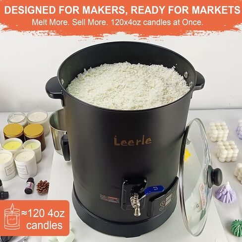 LEERIE 30 رطلاً شمعًا تجاريًا رقميًا لصنع الشموع - D15 وعاء ذوبان شموع كبير مع التحكم الدقيق في درجة الحرارة ويحمل شمع ذائب 30 رطلاً لصنع الشموع in Kuwait