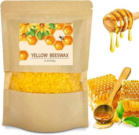 Yellow Beeswax Pellets 2LB, Organic Beeswax, Beeswax for Candle Making, Body, Skin Care DIY, Lip Balm and Soap Making Supplies(32oZ) in Saudi Arabia