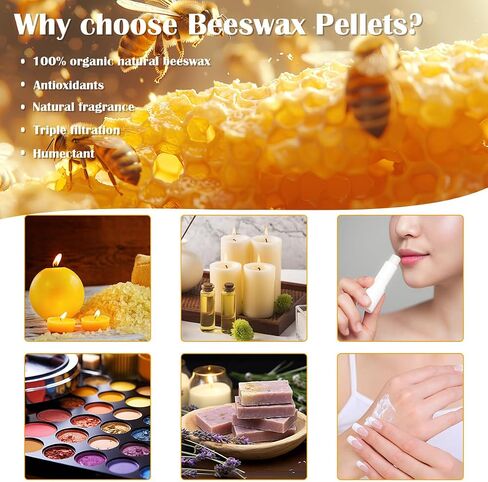 Yellow Beeswax Pellets 2LB, Organic Beeswax, Beeswax for Candle Making, Body, Skin Care DIY, Lip Balm and Soap Making Supplies(32oZ) in Saudi Arabia