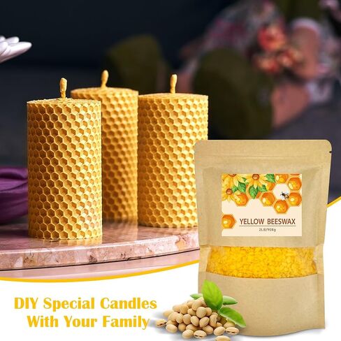 Yellow Beeswax Pellets 2LB, Organic Beeswax, Beeswax for Candle Making, Body, Skin Care DIY, Lip Balm and Soap Making Supplies(32oZ) in Saudi Arabia