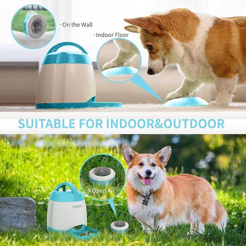 PETGEEK Dog Treat Dispenser with Button, Automatic Dog Feeder with Remote Control and Dual Power Supply, Dogs Puzzle Toys and Interactive Pet Stimulation Toys for Indoor/Outdoor Play (Blue) in Saudi Arabia