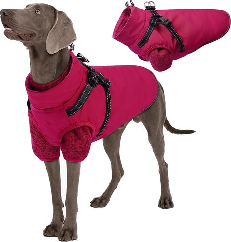 Lelepet Dog Coat 3 in 1 Waterproof Dog Winter Jacket with Harness Built in Windproof Snow Jakcet with Detachable Fleece Sweater Lining Reflective Thermal Cold Weather Coats for Small Medium Large Dogs in Kuwait