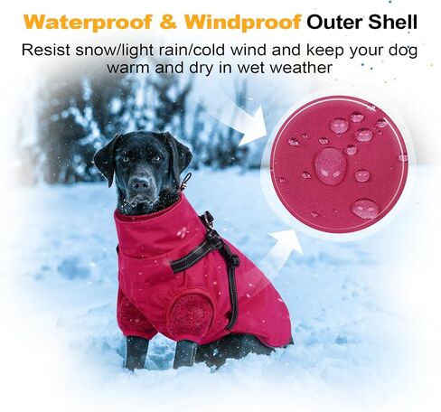 Lelepet Dog Coat 3 in 1 Waterproof Dog Winter Jacket with Harness Built in Windproof Snow Jakcet with Detachable Fleece Sweater Lining Reflective Thermal Cold Weather Coats for Small Medium Large Dogs in Kuwait