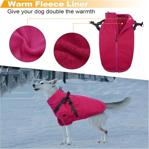 Lelepet Dog Coat 3 in 1 Waterproof Dog Winter Jacket with Harness Built in Windproof Snow Jakcet with Detachable Fleece Sweater Lining Reflective Thermal Cold Weather Coats for Small Medium Large Dogs in Kuwait