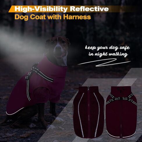 Lelepet Dog Coat 3 in 1 Waterproof Dog Winter Jacket with Harness Built in Windproof Snow Jakcet with Detachable Fleece Sweater Lining Reflective Thermal Cold Weather Coats for Small Medium Large Dogs in Kuwait