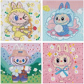 CraftyTime 4pack Diamond Art Painting Kits for Kids,Cartoon Diamond Art for Kids Ages 4-8-12,Cartoon Gem Kit Crafts Beginners for Gift Home Wall Decor(6x6inch) in Saudi Arabia