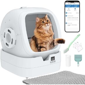 Automatic Cat Litter Box Self Cleaning - APP Control and Weight Monitoring - Ultra-Quiet, Medium Cats and Kittens Litter Box, Safe Anti-Pinch in Kuwait