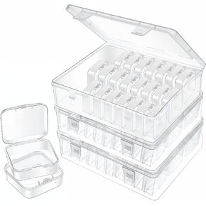 93Pcs Bead Organizer and Storage, Clear Plastic Bead Organizer Box with Hinged Lid Transparent Bead Storage Containers Nail DIY Craft Jewelry Making Supplies (3 Large + 90 Small) in Kuwait